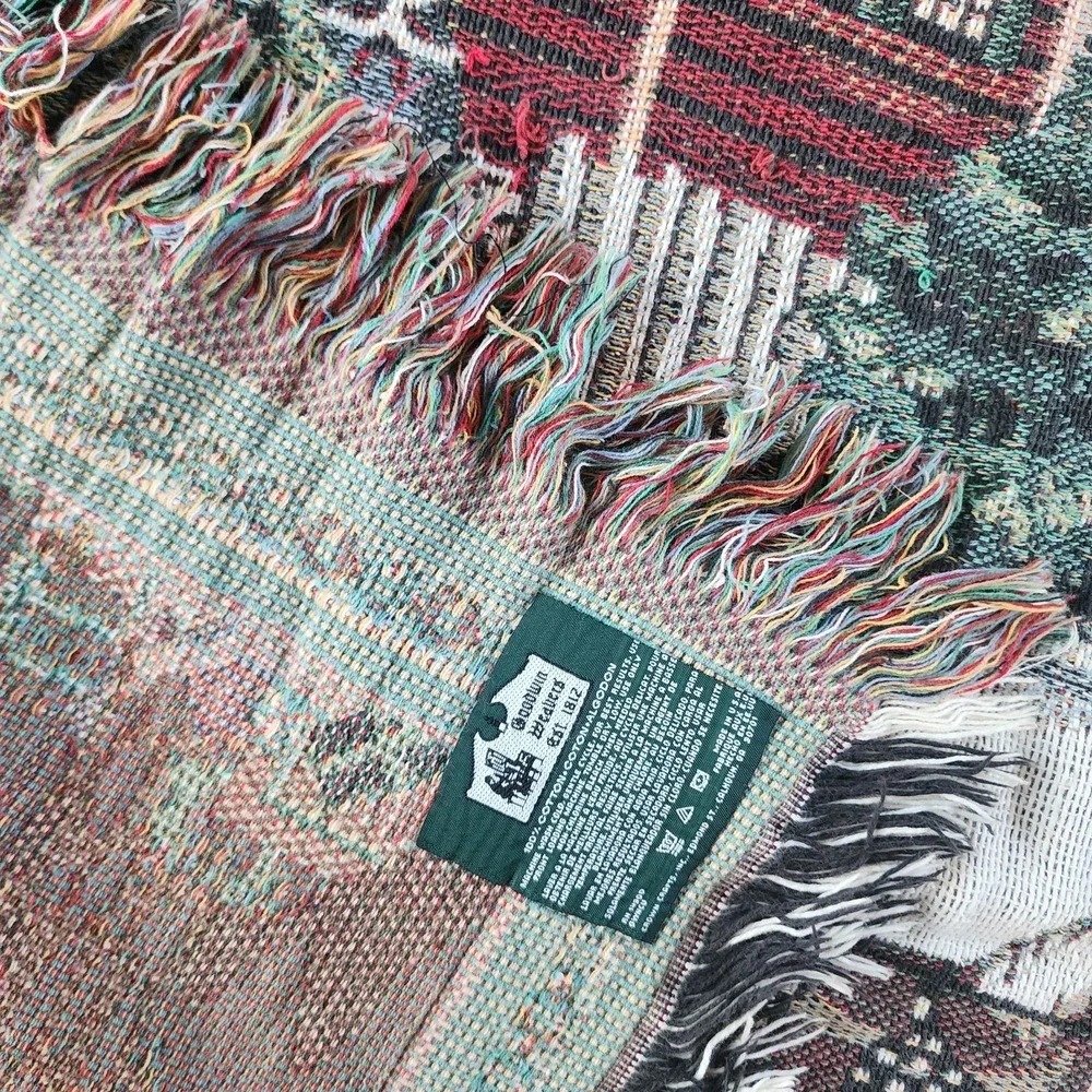 Goodwin Weavers Blanket Linda Nelson Stock Winter Village Scene Fringe 45